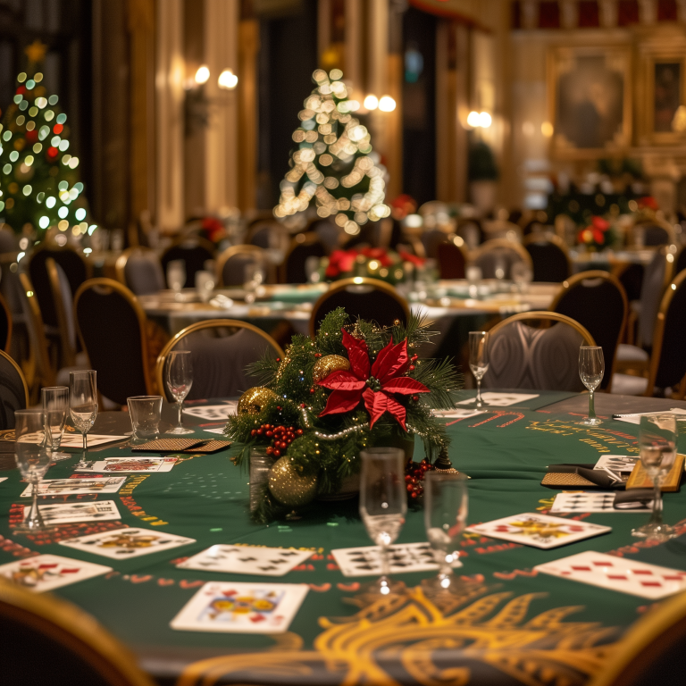 Christmas Decorations Casinos christmas decoration on poker table