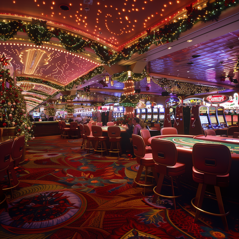 Christmas Decorations Casinos decorated gambling room